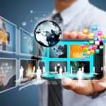 Touch screen mobile phone with business concept